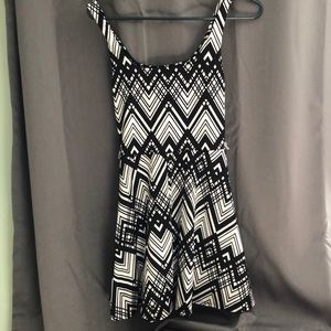 Black and white patterned a-line dress